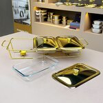 Buffet Food Warmer Manufacturer - Luxury Gold Glass for Hotel Restaurant Party 4.5L Chafing Dish