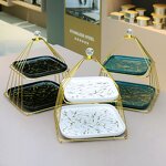 Cake Stand Manufacturer - Factory Hot Selling High End Luxury Marble 3 Tier Ceramic Pan New Design for Party Wedding