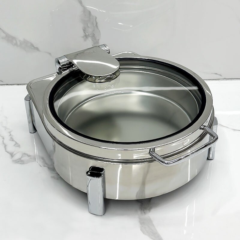 Chafing Dish Manufacturer - Modern Round 304 Stainless Steel with Glass Electric for Buffet & Wedding 6L Capacity Buffet Set