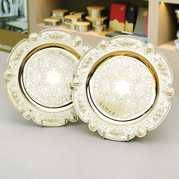 Charger Plates Manufacturer - 13inch Vintage Plastic Wedding Restaurant Table Decorative