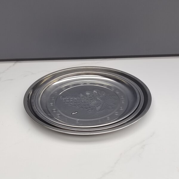 Serving Trays Manufacturer - High Quality Luxury Stainless Steel Fruit Vegetable Custom Modern Round Plated Grape Disk Catering