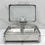 Food Warmers Manufacturer - Catering Equipment 304 Stainless Steel Rectangular Electric Heater Buffet Set Restaurant Chaffers Hotels