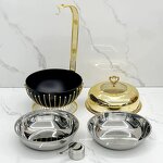 Chafing Dish Set Manufacturer - Stainless Steel Fuel-Powered Food Warmer Glass Combination Cover Gold for Hotels Restaurants Kitchen