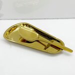 Buffet Serving Set Manufacturer - 5 Star Luxury Restaurant Stainless Steel Standing Soup Ladle Food Clip With Ceramic Bowl Table Spoon Rack