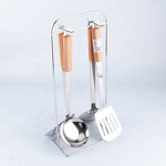 Kitchen Utensil Set Manufacturer - Stainless Steel Spatula Home and Colander Spoon Ladle Wood Grain Handle Insulation Cooking 5pcs