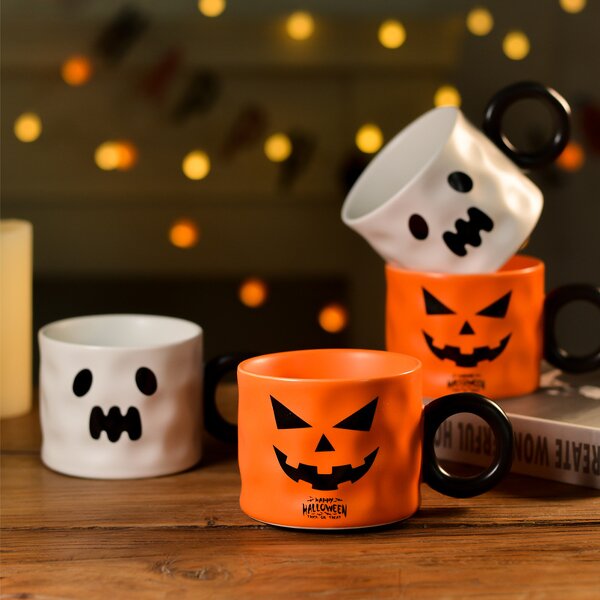 Stoneware Soup Cup Manufacturer - 400ml Halloween Large Capacity Ceramic Beverage Bulk Pack Restaurant Coffee