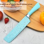 Kitchen Knife Set Manufacturer - Fashionable Blue Spray Stainless Steel Six Pieces Business Gift Combination