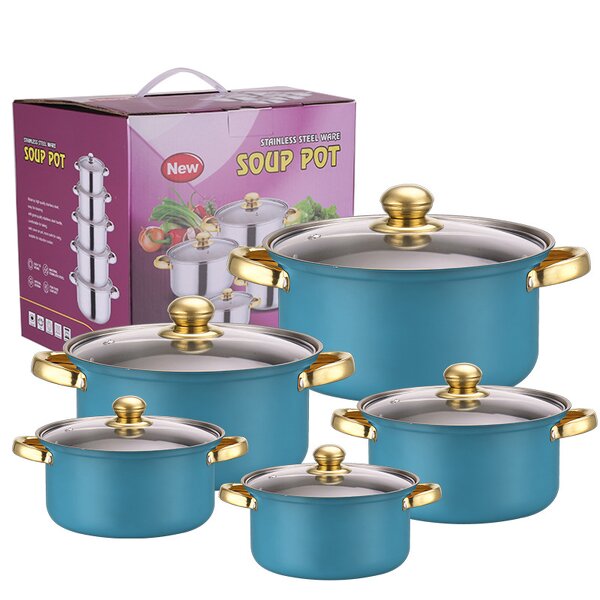 Cookware Set Manufacturer - 10 Piece Wholesale Kitchen Ware Stock Pot Stainless Steel Cooking Milk and Soup Pot