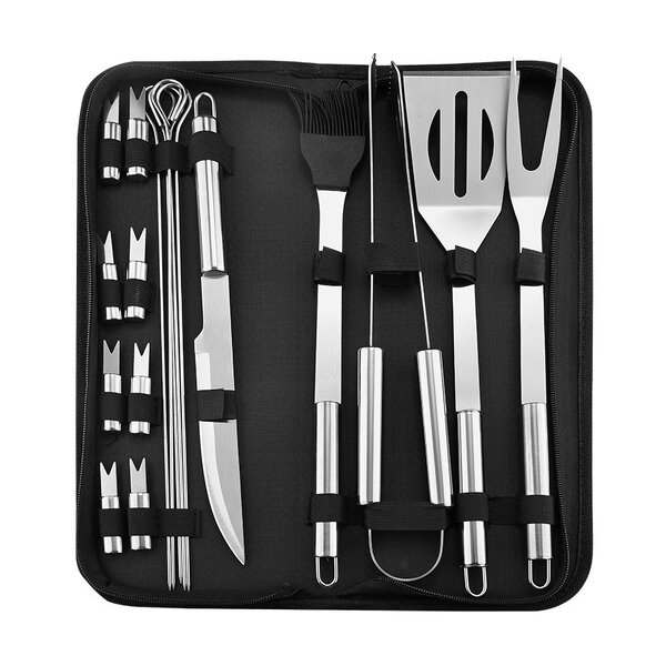 BBQ Tools Manufacturer - Online Hot Sale Stainless Steel 18pcs Perfect Outdoor Barbecue Grill Utensils with Oxford Fabric Case