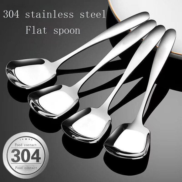 Dessert Spoon Manufacturer - 304 Stainless Steel Flat Bottom square Thickened Chinese