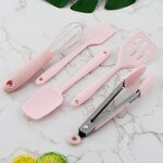 Children's Kitchenware Set Manufacturer - Hot Sale Pink 5-piece Mini Silicone for Baking Cooking Small Utensils