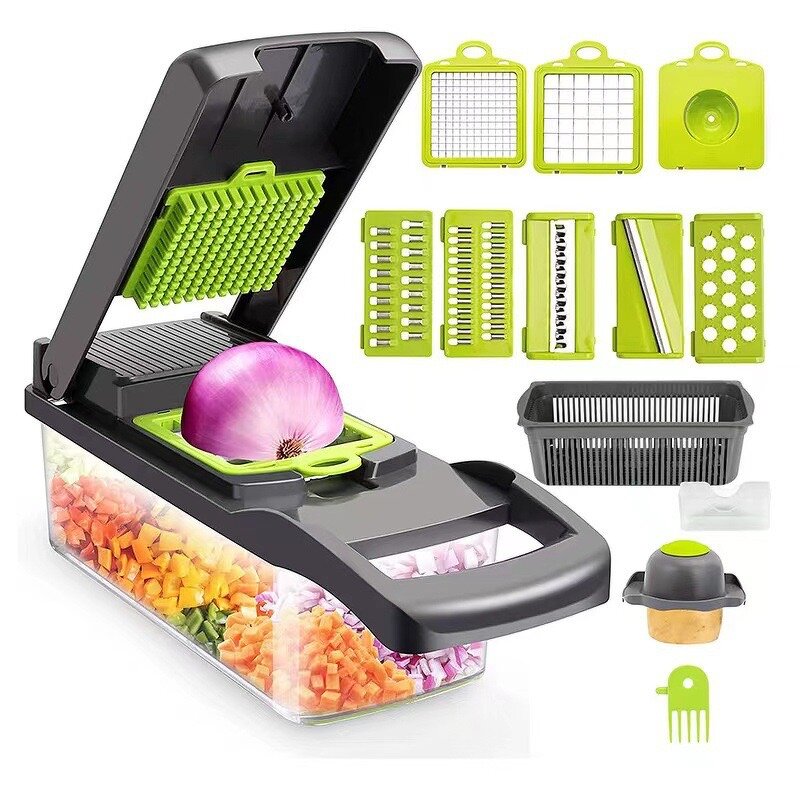 Vegetable Cutter Manufacturer - Multifunctional Kitchen Manual 12 in 1 Mandoline Slicer Plastic Fruit Potato Chopper Grater