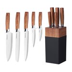 Knife Set Manufacturer - Kitchen Wood Grain Handle Steel 6-piece Meal Stainless Steel with Holder Bracket