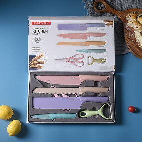 Knife Set Manufacturer - Professional 6pcs Colorful Wheat Straw Fruit Vegetable Kitchen