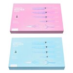Kitchen Knife Set Manufacturer - Fashionable Blue Spray Stainless Steel Six Pieces Business Gift Combination