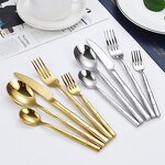Flatware Sets Manufacturer - Reusable Restaurant Silver and Gold Stainless Steel Cutlery Set Silver Plated
