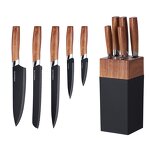 Knife Set Manufacturer - Kitchen Wood Grain Handle Steel 6-piece Meal Stainless Steel with Holder Bracket