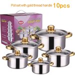 Cookware Set Manufacturer - 10 Piece Wholesale Kitchen Ware Stock Pot Stainless Steel Cooking Milk and Soup Pot
