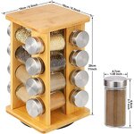 Spice Storage Rack Manufacturer - Wholesale Kitchen Desktop Multifunctional Jars Organizer 4 Tiers 16 Cans Bamboo Rotating