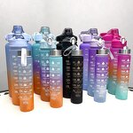 Sports Water Bottle Manufacturer - 3pcs/Set Large Capacity Portable Motivational With Straw for Hiking Camping