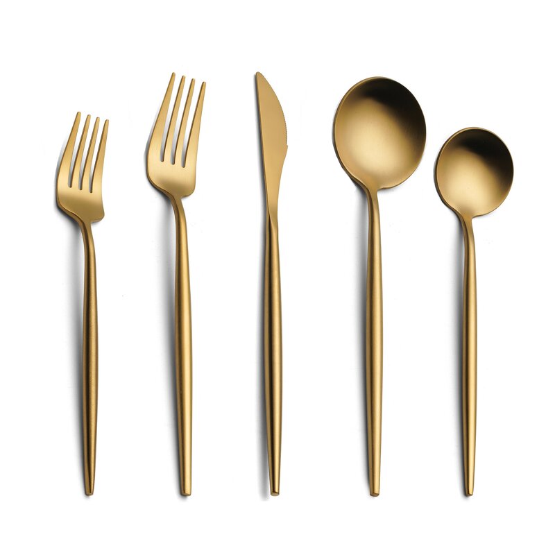 Cutlery Set Manufacturer - Modern Restaurant Food Grade Stainless Steel Gold Wedding Gold Knife Fork Spoon