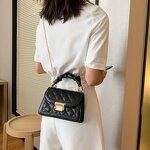 Messenger Handbag Manufacturer - 2025 Korean Fashion Women's Hot Sell Small Square Chain Single Lattice Shoulder Strap Wholesale PU