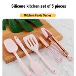 Children's Kitchenware Set Manufacturer - Hot Sale Pink 5-piece Mini Silicone for Baking Cooking Small Utensils