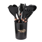 Silicone Cookware Set Manufacturer - Hot Selling Non Stick Spatula Shovel Spoon 12 Piece with Storage Bucket Kitchen Supplies