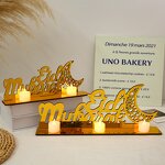 Acrylic Ornament Manufacturer - Custom EID Mubarak Decoration Gold Moon Star Desktop Home Ramadan Decoration