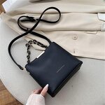 Shoulder Bag Manufacturer - Fashion Women PU Solid Color Cross Body Ladies with Chain New Arrival Portable Drawstring Bucket