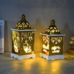 LED Desk Lamp Manufacturer - New Eid Mubarak Ramadan Festival Decoration Wooden Table Decor Lantern Muslim Ramadan Wind