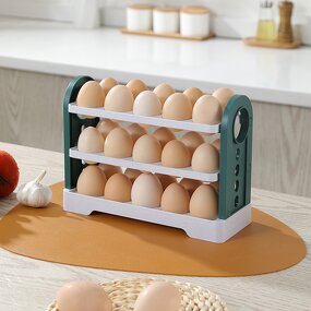 Egg Storage Rack Manufacturer - 3 Layer Flip Type Refrigerator Organizer Practical Container Box Kitchen Accessories