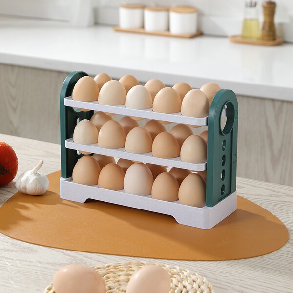 Egg Storage Rack Manufacturer - 3 Layer Flip Type Refrigerator Organizer Practical Container Box Kitchen Accessories