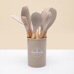 Kitchen Utensil Set Manufacturer - 12pcs in 1 Set Wooden Handle Kitchenware Non Stick Accessories Silicone Cooking with Holder Box