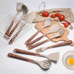 Kitchen Utensils Set Manufacturer - 11 Pieces Non Stick Kitchenware Cookware Premium Cooking Wooden Silicone with Wooden Handle
