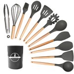 Kitchen Utensils Set Manufacturer - 12 Pieces Accessories Cooking Silicone with Wooden Handle