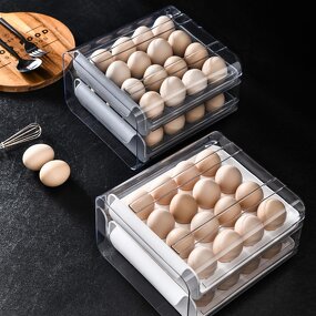 Egg Tray Organizer Manufacturer - Kitchen Double Layer Plastic Storage Box