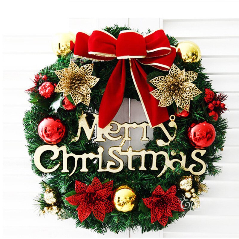 Christmas Wreath Manufacturer - New Autumn Plastic Decoration Garland Flowers With Red Bow
