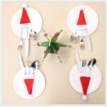 Christmas Hats Manufacturer - Wholesale Red Santa Tableware Knife Fork Set Holder Pocket Bag Party Dinner Wine Bottle Hat