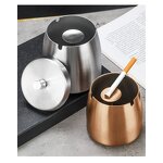 Ashtray Manufacturer - Modern Popular Rose Gold Stainless Steel With Lid Innovative Cigarette
