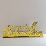 Acrylic Ornament Manufacturer - Custom EID Mubarak Decoration Gold Moon Star Desktop Home Ramadan Decoration