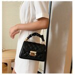 Messenger Handbag Manufacturer - 2025 Korean Fashion Women's Hot Sell Small Square Chain Single Lattice Shoulder Strap Wholesale PU