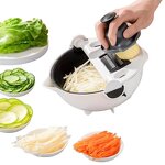 Vegetable Cutter Manufacturer - 2024 Multifunctional Kitchen Veggie Fruit Shredder Grater Slicer Rotate 9 in 1 Manual With Drain Basket