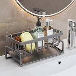 Storage Rack Manufacturer - Multifunctional Household Hollow Design Carbon Steel Black Gray White Bathroom Kitchen