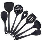 Pot Set Manufacturer - Hot Selling Non Stick 7 Heat Resistant Black Silicone Kitchenware Cooking Tools