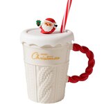 Ceramic Cups Manufacturer - Classic Christmas Party Souvenir Gift Santa Tree Design With Lid 400ml Coffee Mugs