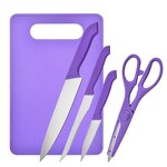Kitchen Knife Set Manufacturer - Household Multi Functional Purple Fruit Cutting Salad Knife Cutting Board Non slip Five Piece