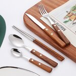 Cutlery Set Manufacturer - Wholesale Wooden Handle Knife Fork Spoon Stainless Steel for Restaurant