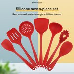 Pot Set Manufacturer - Hot Selling Non Stick 7 Heat Resistant Black Silicone Kitchenware Cooking Tools
