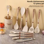 Silicone Cookware Set Manufacturer - Hot Selling Non Stick Spatula Shovel Spoon 12 Piece with Storage Bucket Kitchen Supplies